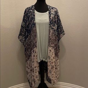 Maurices Raw Edge Floral Kimono